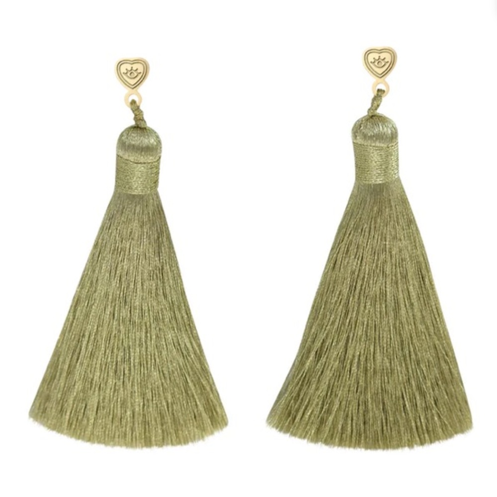 Hart Champagne Shimmer Tassel Earrings 🍾✨